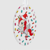 Red Holiday Unicorn en Sprinkles Kerstmis Ornament (voorkant)