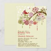 Red Holiday Whimsical Winter Birthday Uitnodiging (Voorkant / Achterkant)