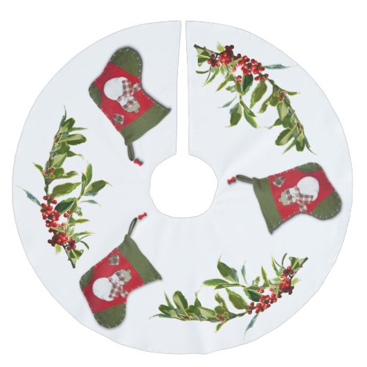 Red Holly Berries en Snowman Kerstmis Stocking Kerstboom Rok (Voorkant)