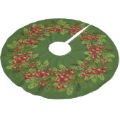 Red Holly Berries Green Pine Tree Needles Motif Kerstboom Rok (Gekanteld)
