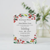 Red Holly Berries Wreath Xmas Weddenschap Briefkaart (Staand voorkant)