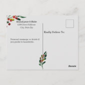 Red Holly Berries Wreath Xmas Weddenschap Briefkaart (Achterkant)