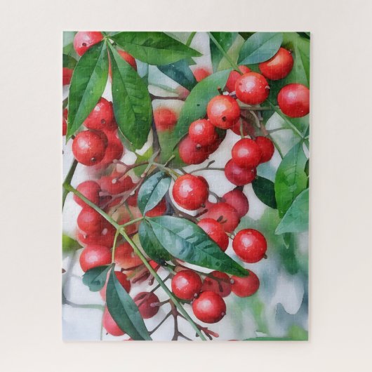 Red Holly Berry Berries Natuur Art Puzzel Legpuzzel (Verticaal)