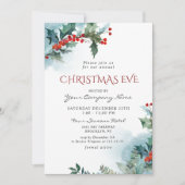 Red Holly Berry CORPORATE kerstfeestdag EVE Kaart (Voorkant)