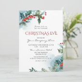 Red Holly Berry CORPORATE kerstfeestdag EVE Kaart (Staand voorkant)