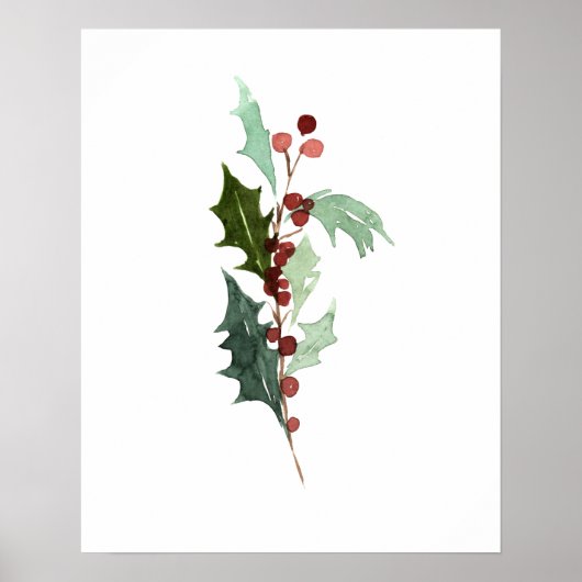 Red Holly Berry kerst Poster (Voorkant)