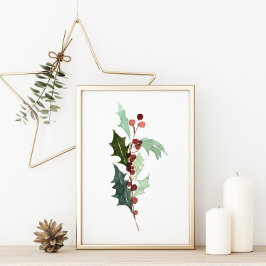 Red Holly Berry kerst Poster