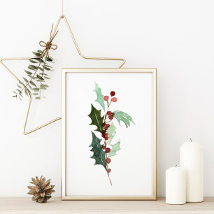 Red Holly Berry kerst Poster