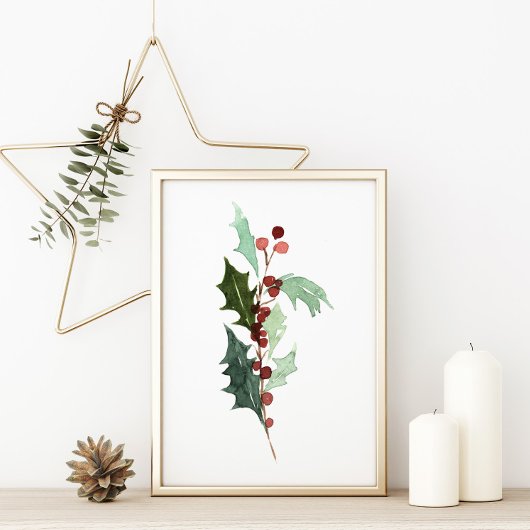 Red Holly Berry kerst Poster