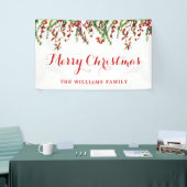 Red Holly Berry krans Waterverf Kerstfeest Spandoek (Beurs)