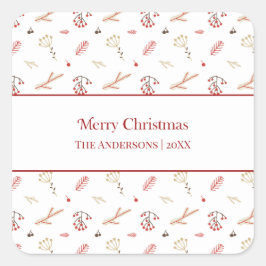 Red Holly Berry Merry Christmas Gift Stickers
