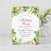 Red Holly Berry Mistletoe Kerstfeestdag Kaart (Staand voorkant)