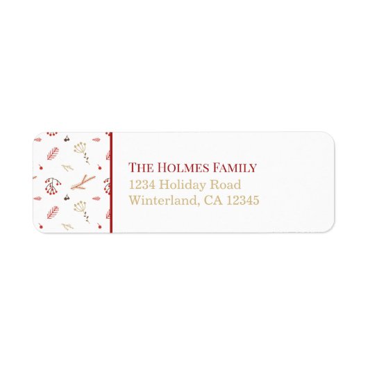 Red Holly Berry retour adreslabel Etiket (Voorkant)