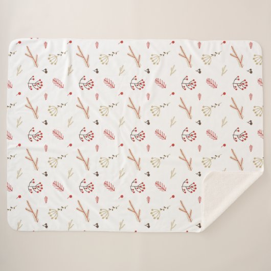 Red Holly Berry Vakantie Sherpa Deken (Voorkant (horizontaal))