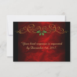 Red Holly Christmas Wedding Menu RSVP