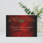 Red Holly Christmas Wedding Menu RSVP (Staand voorkant)