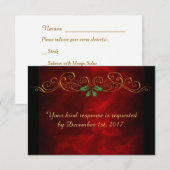 Red Holly Christmas Wedding Menu RSVP (Voorkant / Achterkant)