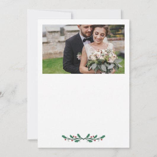 Red Holly Frame Merry & Married Christmas Photos Feestdagenkaart (Achterkant)