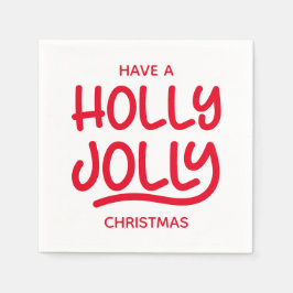 Red Holly Jolly-typografie Servet