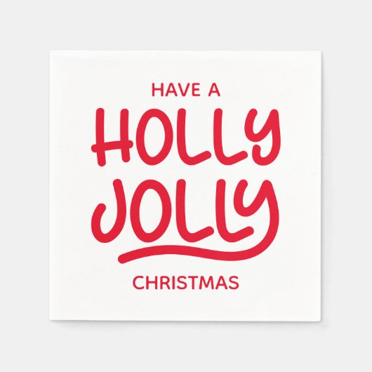 Red Holly Jolly-typografie Servet (Voorkant)