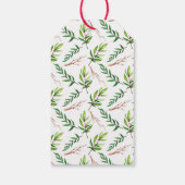 Red Holly Leaves Bouquet Kerstfeestdag Cadeaulabel (Achterkant)