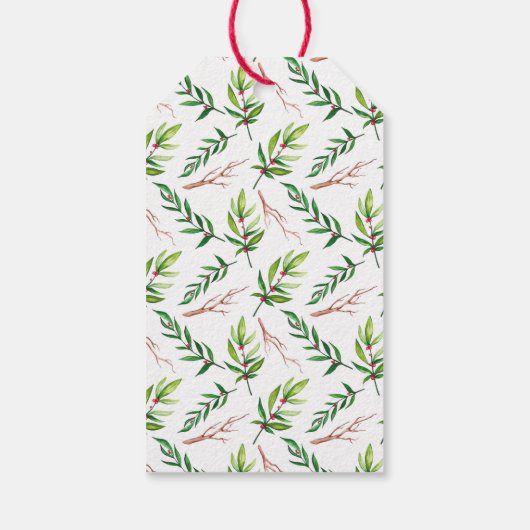 Red Holly Leaves Bouquet Kerstfeestdag Cadeaulabel (Achterkant)