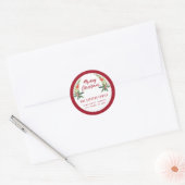 Red holly modern script Merry Kerstry Ronde Sticker (Envelop)