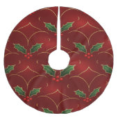 Red Holly Pattern – Elegant Christmas Style Kerstboom Rok (Voorkant)