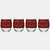 Red Holly Pattern – Elegant Christmas Style Wijnglas Zonder Voet (Links)