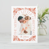 Red Holly Photo Arch | Vroegste kerst Feestdagenkaart (Staand voorkant)