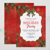 Red Holly Pine Company Kerstfeest Kaart (Voorkant / Achterkant)