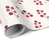 Red Holly Pip Berries Festive Holiday Cadeaupapier (Rol Hoek)