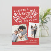 Red Holly Tilted Snapshot 2 Kerstmis Feestdagenkaart (Staand voorkant)