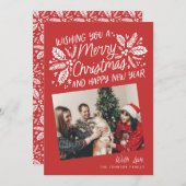 Red  Holly Tilted Snapshot Foto Feestdagenkaart (Voorkant / Achterkant)