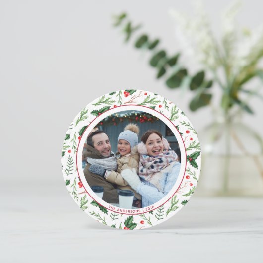 Red Holly verliest kerstfeestdag Kaart (Staand voorkant)