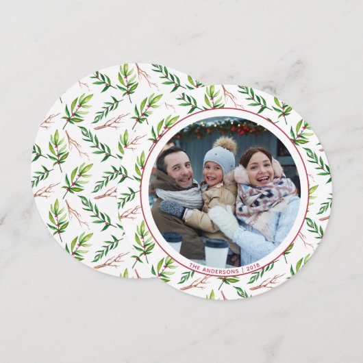 Red Holly verliest kerstfeestdag Kaart (Voorkant / Achterkant)