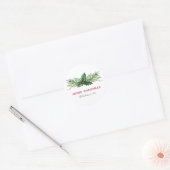 Red Holly Waterverf Foliage kerstfeestdag Ronde Sticker (Envelop)