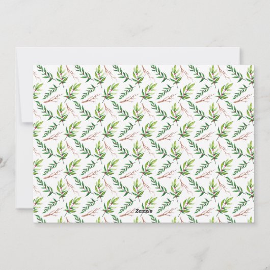 Red Holly Waterverf Merry Kerstfamilie Foto Feestdagenkaart (Achterkant)