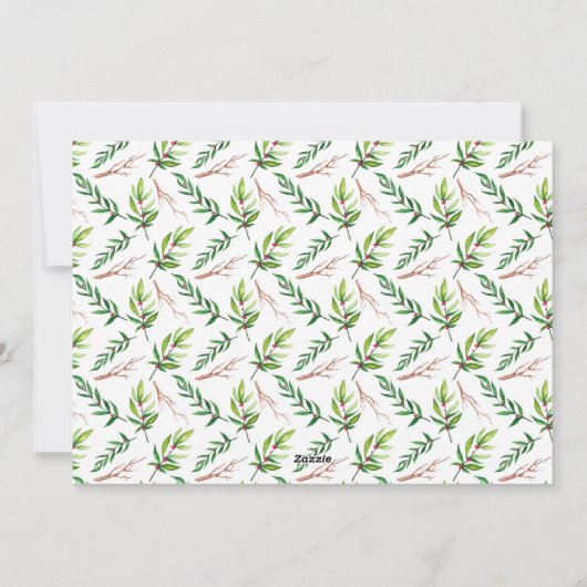 Red Holly Waterverf Merry Kerstfamilie Foto Feestdagenkaart (Achterkant)