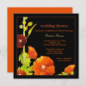 Red Hollyhocks Black Wedding Shower Kaart (Voorkant / Achterkant)