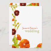 Red Hollyhocks Elegant Wedding Kaart (Voorkant / Achterkant)