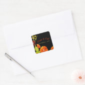 Red Hollyhocks Wedding Favor Vierkante Sticker (Envelop)