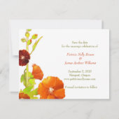 Red Hollyhocks Wedding Save the Date (Achterkant)