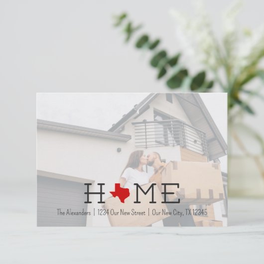 Red HOME Texas Moving Announcement (Staand voorkant)