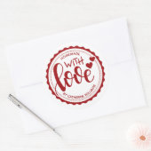Red Homemade with Love Personalized Baking Ronde Sticker (Envelop)