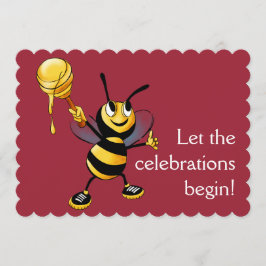 Red Honey Bee Rosh HaShana Kaart