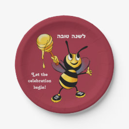 Red Honey Bee Rosh HaShana Papieren Bordje