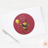 Red Honey Bee Rosh HaShana Ronde Sticker (Envelop)