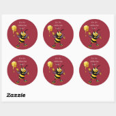 Red Honey Bee Rosh HaShana Ronde Sticker (Vel)