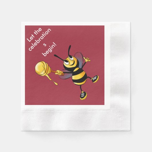 Red Honey Bee Rosh HaShana Servet (Voorkant)